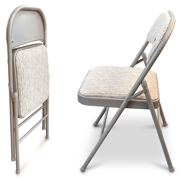 Deluxe Fabric Padded with Heavy Duty Steel Metal Frame Folding Back Rest Chair for Home Garden Office Computer Desk