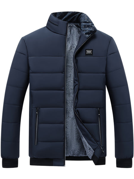 Men's Casual Collar Fashion Coat Men's New Young and Middle-aged Autumn and Winter Plus Velvet Padded Warm -padded Jacket.