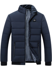 Men's Casual Collar Fashion Coat Men's New Young and Middle-aged Autumn and Winter Plus Velvet Padded Warm -padded Jacket.