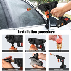 Wireless Portable Pressure Cleaner Featuring 2 Batteries, 3000PSI Cordless Power Cleaner, Rechargeable Battery Jet Wash for Vehicles, Gardens, Homes, Patios, And Driveways, Includes 5.03-Meter Hose