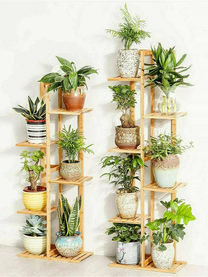 Bamboo 5 / 6 Tier Plant Stand Rack Multiple Flower Pot Holder Shelf In ...