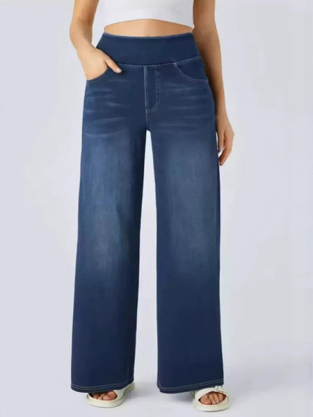 Women's Slim Fit Straight-Leg Jeans - Solid Color Casual Denim Pants with Pockets, Machine Washable for Spring/Fall, Versatile for Everyday & Semi-Formal Wear, Everyday Jeans | Modern Denim | Practical Pockets
