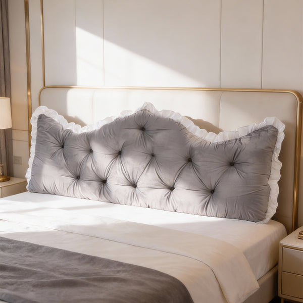 Large Ultra-Soft Comfortable Plush Backrest Pillow, Princess Style Reading Cushion, Neck and Back Support, Luxurious Fashionable Home Style Multifunctional Lace Ruffled Headboard Cushions, Suitable for Bedroom, Living Room, Dorm, Sofa Home Decor, Machine
