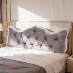 Large Ultra-Soft Comfortable Plush Backrest Pillow, Princess Style Reading Cushion, Neck and Back Support, Luxurious Fashionable Home Style Multifunctional Lace Ruffled Headboard Cushions, Suitable for Bedroom, Living Room, Dorm, Sofa Home Decor, Machine