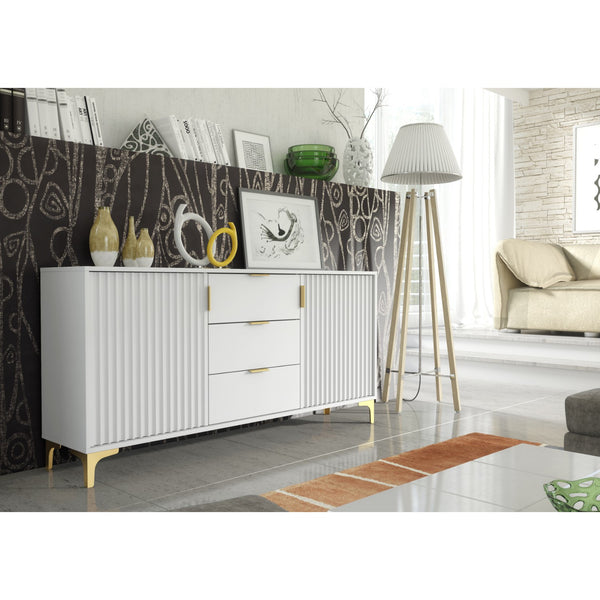 Tide Crest 140cm Modern Sideboard with Gold Accents and Storage