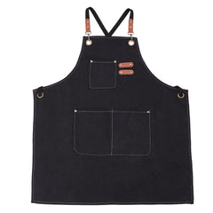 1pc Unisex Canvas-Polyester Blend Apron Durable Sturdy Construction, Adjustable Back Strap, Multiple Pockets for Enhanced Functionality | Khaki & Black Culinary Attire | Ideal for Kitchen Cooking/Baking/Grilling, Artist Painting, Coffee Bar, Servers; Perf