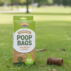 Dog Poop Bags with Handles – 100 Pack unscented Strong Leak-Proof Doggy Waste Bags for Dogs & Cats | Easy Tie Handles Odour Control Pet Waste Bags