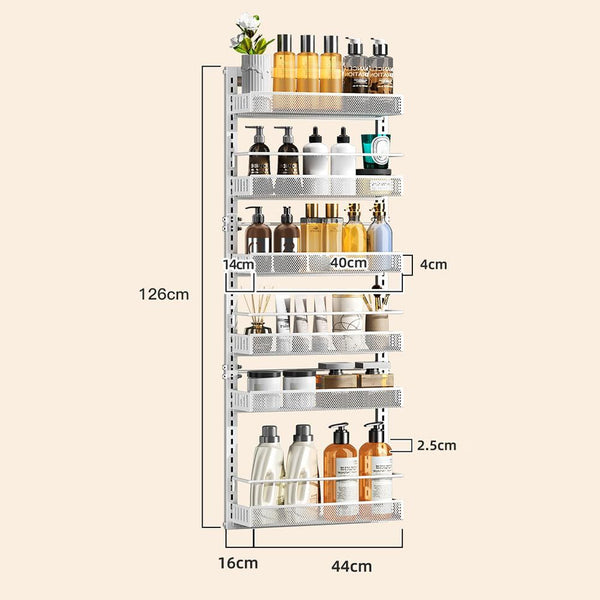 Heavy Duty 6-Tier Metal Over The Door/Wall Mounted Pantry Organizer - Space-Saving Vertical Kitchen Storage Shelf with Hanging Rack, Suitable for Cans, Spices, Pantry Organization - Easy Installation, Door/Wall Mountable