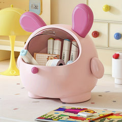 Cute Pink Poodle Dog Desktop Organizer Bin with Flip Lid