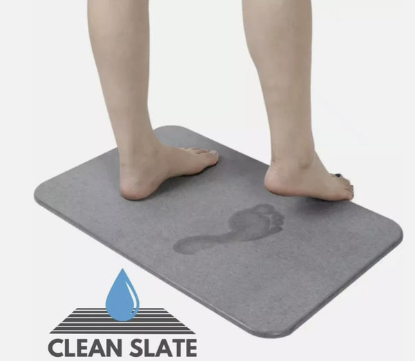 Grey,Quick Dry Diatomite Bath Mat - Clean Slate (Marble)