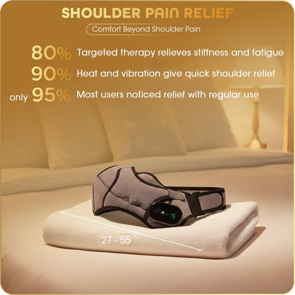 Heated Shoulder Brace for Men & Women - Adjustable Shoulder Support Wrap with Heat Pad & Vibration Electric Massagers - Suitable for Left or Right