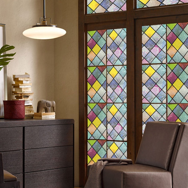 1 Roll of Crystal Lattice Patterned Glass Film, Static Cling, No Glue, Providing Privacy And Blocking Rays, Suitable for Both Office And Home Use