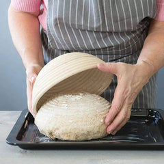 Round Rattan Bread Proofing Basket - European Style Baking Kit with Cloth Liner - Kitchen Bakery Tool for Artisan Bread (11cm X 6cm)