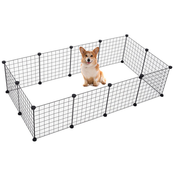 Pet Playpen Metal Wire Fence 12 Panel Enclosure Indoor Outdoor Guinea Pig Rabbit Small Animals Cage, Dog Playpen, Cat Playpen, Small Animal Playpen, Pet Playpen, Dog Fence for Puppy, Rabbit, Kitten, Hamster, Guinea Pig, Turtle, Hedgehog, 24 Plastic Buckle