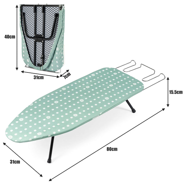 Ironing Board Foldable Mini Ironing Board Tabletop Ironing Board Foldable Portable Design with Built-in Iron Rest, Non-Slip Legs, Lightweight for Small Spaces, Dorms, Apartments