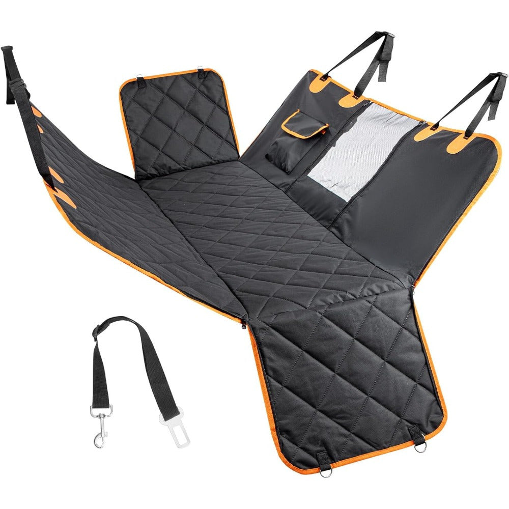 Dog Car Seat Cover, Dog Hammock for Car Back Seat, Car Dog Bed with Mesh Window and Storage Pocket