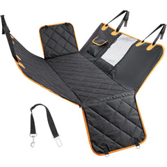 Dog Car Seat Cover, Dog Hammock for Car Back Seat, Car Dog Bed with Mesh Window and Storage Pocket, Waterproof, Nonslip, Scratchproof Dog Seat Cover for Cars/Trucks/Suv (Black)