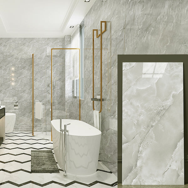 10pcs Imitation Marble Wall Tile Sticker for Toilet, Bathroom, Kitchen, Oil-Proof Waterproof Decorative Bathroom Stick on Wall Panels, Peel and Stick Wall Tiles for Kitchen, 30*60cm