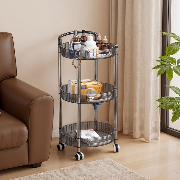 1pc 3-layer Slim Rolling Storage Cart with 4-Wheel Mobility, Practic Plastic Kitchen Storage Trolley with Handle and Hook, Multifuctional Shelving Unit Storage Rack Oganizer for Snack, Book, Sundries in Bathroom, Bedroom, Kitchen & Home Organization
