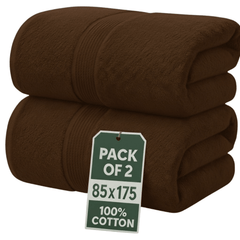 Set of 2 Jumbo Extra Large Bath Sheets – 85 x 175 cm Super Soft, Highly Absorbent, Quality Towels for Bathroom, Spa, Gym & Hotel Use