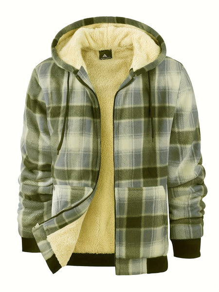 Jacket for Men Heavyweight Fleece Hoodies Thick Sherpa Lined Flannel Plaid Shirt Jacket