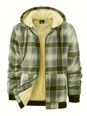 Jacket for Men Heavyweight Fleece Hoodies Thick Sherpa Lined Flannel Plaid Shirt Jacket