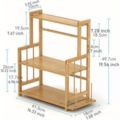 3 Tier Wooden Spice Rack Knife Holder Kitchen Organiser Shelf Stand Adjustable