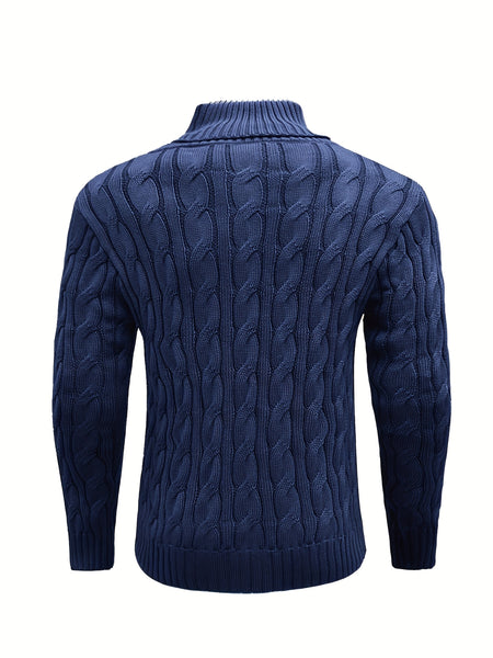 Men's Mature Business Sweater - New Autumn/Winter Lapel Ribbed Knitwear, Fashionable Solid Color Pullover, Suitable for Layering and Wearing Over Clothes