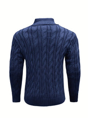 Men's Mature Business Sweater - New Autumn/Winter Lapel Ribbed Knitwear, Fashionable Solid Color Pullover, Suitable for Layering and Wearing Over Clothes