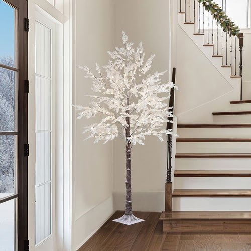 7Ft Flocked LED Cedar Tree with Twinkling Lights