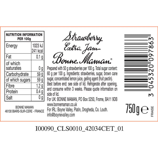 Bonne Maman Strawberry Conserve, 750G