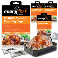 48 Pack Oven Roasting Bags with Ties | 38 x 25cm Heat-Resistant Cooking Bags | Food Safe Oven Bags for Chicken, Turkey, Meat, Fish & Vegetables | Multipurpose Baking, Steaming, Roasting & Grilling Bags for Meal Prep