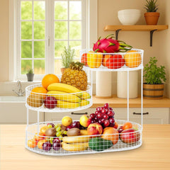 3-Layer Desktop Storage Rack - Iron Fruit Basket & Vegetable Organizer for Kitchen Dining Table, Space Saving Metal Storage Rack
