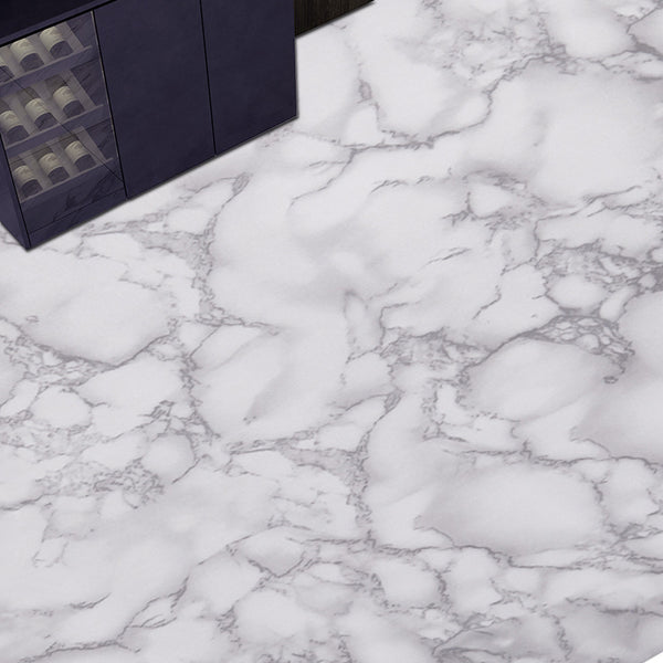 10M Self Adhesive Grey White Marble Effect Vinyl Wrap Film for Kitchen Worktops Wall Floor Sticker
