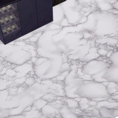 10M Self Adhesive Grey White Marble Effect Vinyl Wrap Film for Kitchen Worktops Wall Floor Sticker