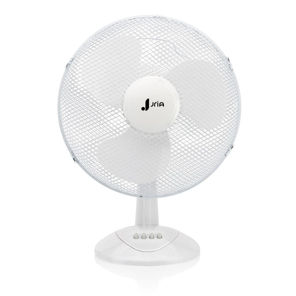 12” Portable Desk Fan – 3-Speed Table Fan with 90° Oscillation, Adjustable Tilt Head & Quiet Operation – Compact Air Circulator for Bedroom, Office, or Home (White)