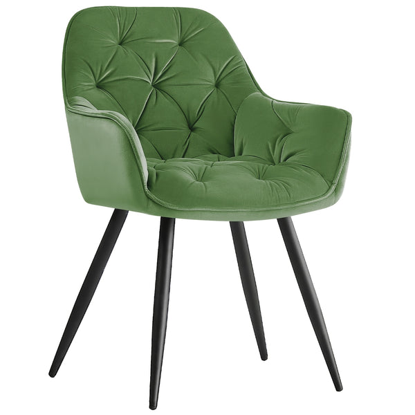 Dining Chairs with Velvet Thick Padded Upholstered Kitchen Tub Chair Armchair with Backrest Metal Legs Living Room Reception Leisure Chairs for Bedroom Lounge Office