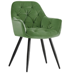 Dining Chairs with Velvet Thick Padded Upholstered Kitchen Tub Chair Armchair with Backrest Metal Legs Living Room Reception Leisure Chairs for Bedroom Lounge Office