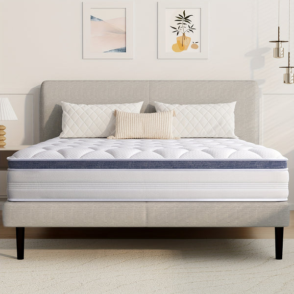22/25cm Memory Foam Hybrid Mattress, Silent Innerspring & Pocket Springs for Cool-Sleep Comfort, Single,  Double, Double Sizes, Mattress In A Box