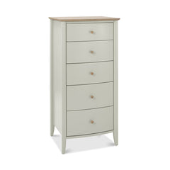 Bentley Designs Whitby Scandi Oak & Soft Grey 5 Drawer Chest of Drawers