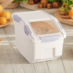10KG Dog Food Storage Container with Scoop, Large Airtight Pet Dog Food Bin, Dog Cat Dry Food Bin, Rice Storage Container, Grey/Green