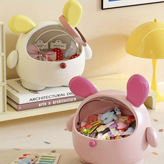 Cute Pink Poodle Dog Desktop Organizer Bin with Flip Lid