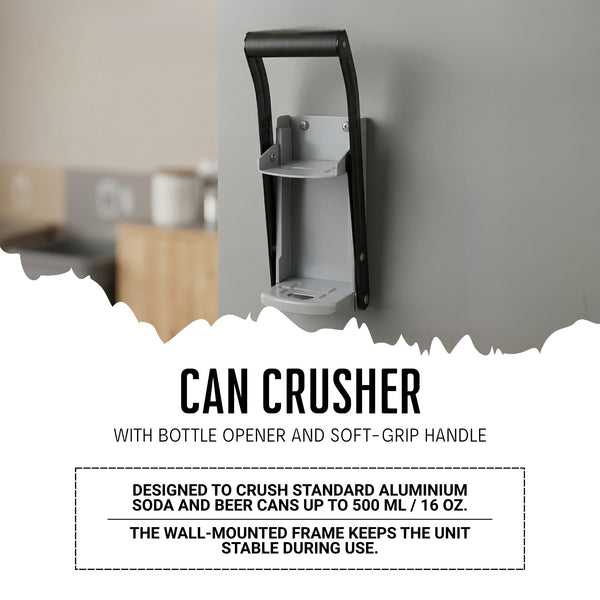 16oz Wall-Mounted Can Crusher | Heavy-Duty with Non-Slip Handle for Recycling Non-Slip Handle & Easy Operation