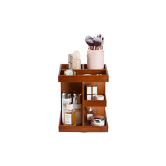 Wood Makeup Storage Box - 360-Degree Rotating Display Stand for Lipsticks, Skincare & Jewelry, Multi-Layer Organizer 22.5 * 22.5 * 27.5cm