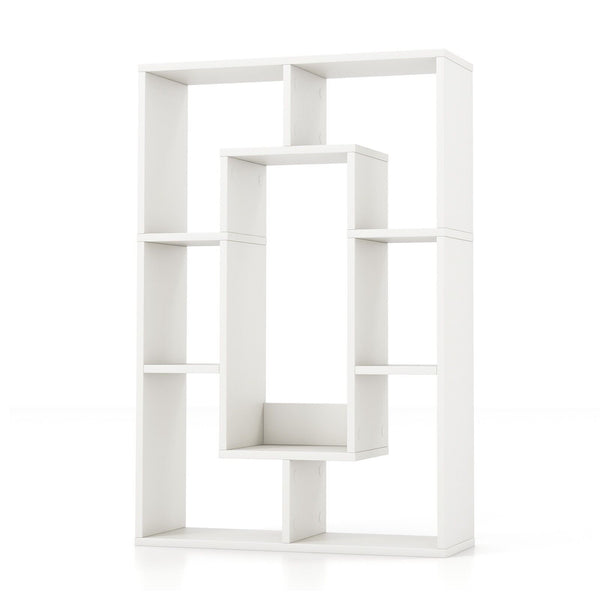 GOFLAME 7-Cube Bookcase Wooden Storage Geometric Bookshelf Corner Decorative Display