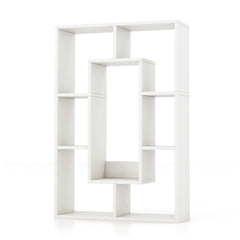 GOFLAME 7-Cube Bookcase Wooden Storage Geometric Bookshelf Corner Decorative Display