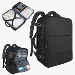 Large 45x36x20 Black Laptop Backpack for Women, Cabin Bag for EasyJet Underseat Use, Carry On Rucksack with Shoe Pouch, Organiser Pockets for Office, School, Travel and Daily Commute