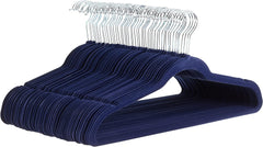 Amazon Basics Slim Velvet Non-Slip Suit Hangers - 30-Pack, Black/Silver