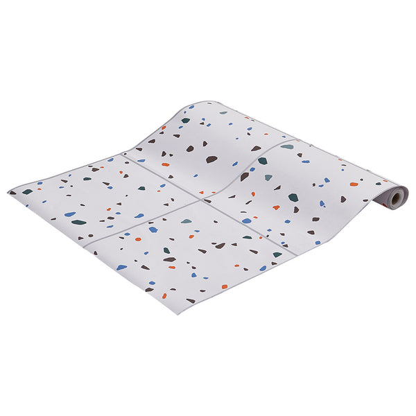 Terrazzo Matte Floor Wallpaper Peel and Stick Wall Tiles Contact Paper Vinyl Sticky Back Plastic for Countertops Waterproof Self Adhesive Removable Cabinets Kitchen Bedroom Furniture 60cm x 500cm