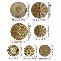 5/6/7pcs Elegant Golden Iron Art Round Wall Hanging Decor | European Style Wall Mount Home Decor for Living Room, Bedroom, Dining Room | Ideal Housewarming Gift, Art Deco Style, Iron Material